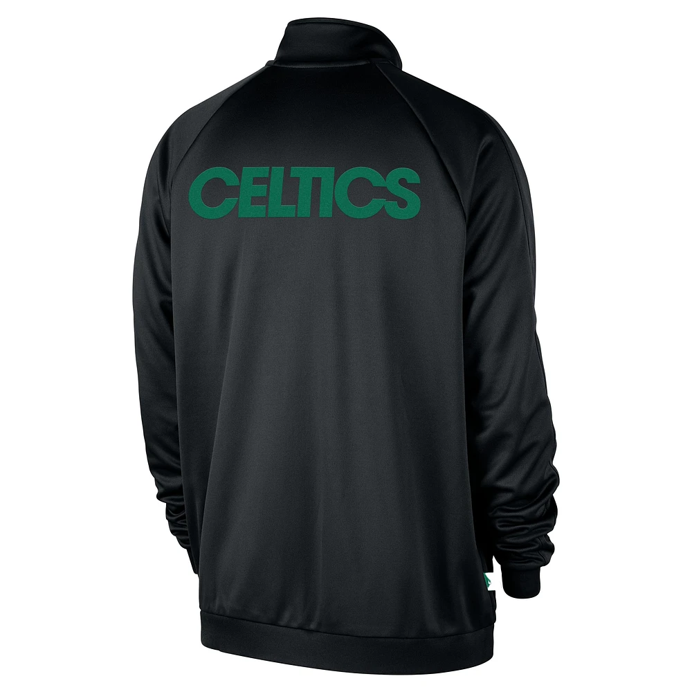 Men's Nike Black Boston Celtics Courtside Pique Club Full-Zip Track Jacket