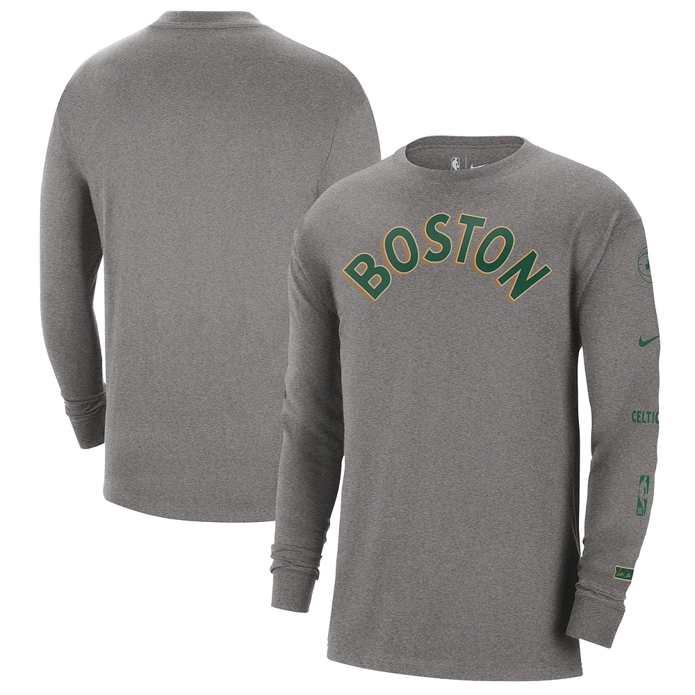 T-shirt à manches longues Nike Charcoal Boston Celtics 2023/24 City Edition Max90 Expressive pour homme