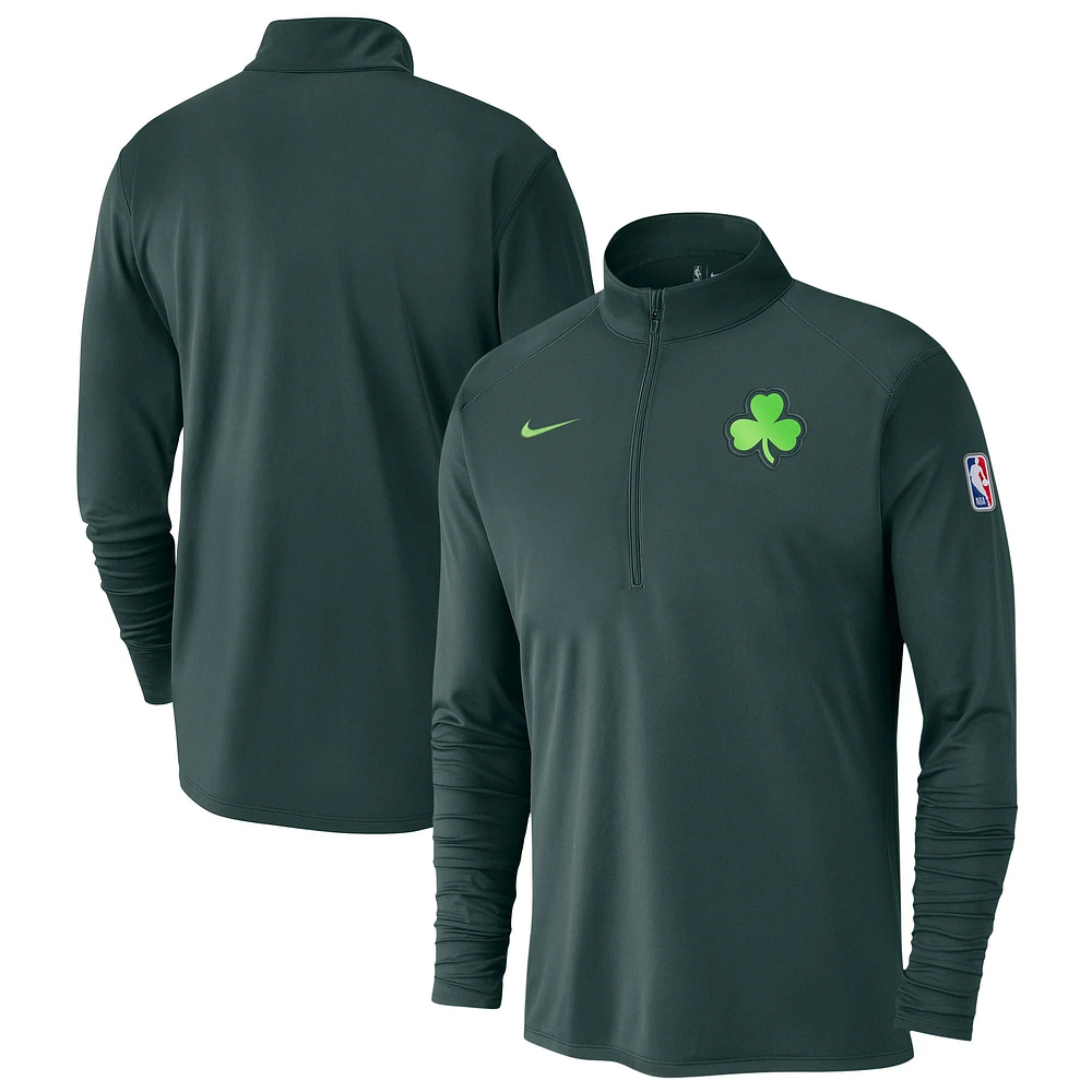 Haut Nike vert Boston Celtics 2024/25 City Edition Authentic Coaches Performance à demi-zip pour homme