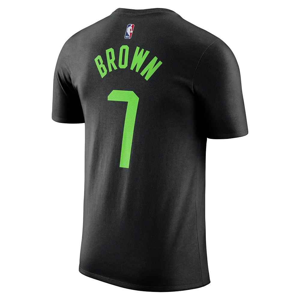 T-shirt Nike pour homme Jaylen Brown Black Boston Celtics 2024/25 City Edition avec nom et numéro