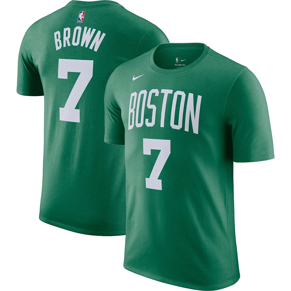 Men's Nike Jaylen Brown Kelly Green Boston Celtics Icon 2022/23 Name & Number T-Shirt