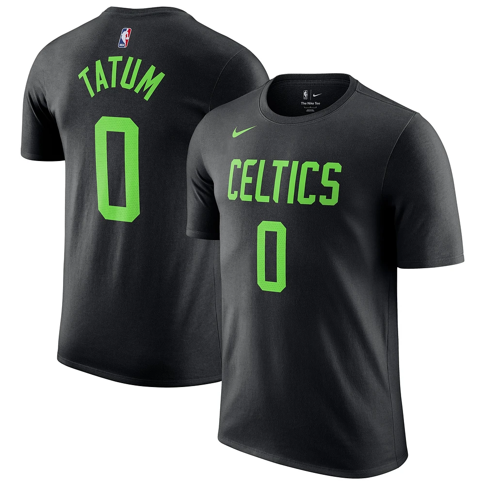 T-shirt Nike pour homme Jayson Tatum Boston Celtics City Edition 2024/25 avec nom et numéro Noir