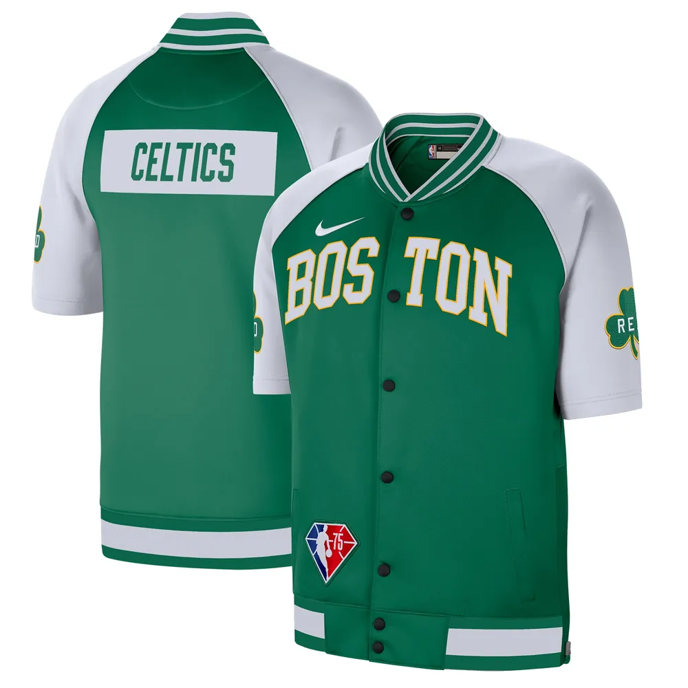 Lids Boston Celtics 2021/22 City Edition Therma Flex Showtime Short Full-Snap Bomber Jacket - Kelly Green/White | Brazos Mall