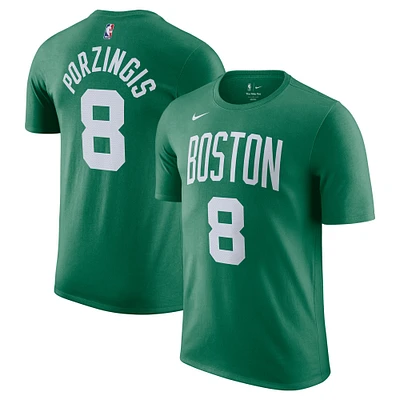 T-shirt Nike Kristaps Porzingis Kelly Green pour homme avec nom et numéro Boston Celtics Icon Edition