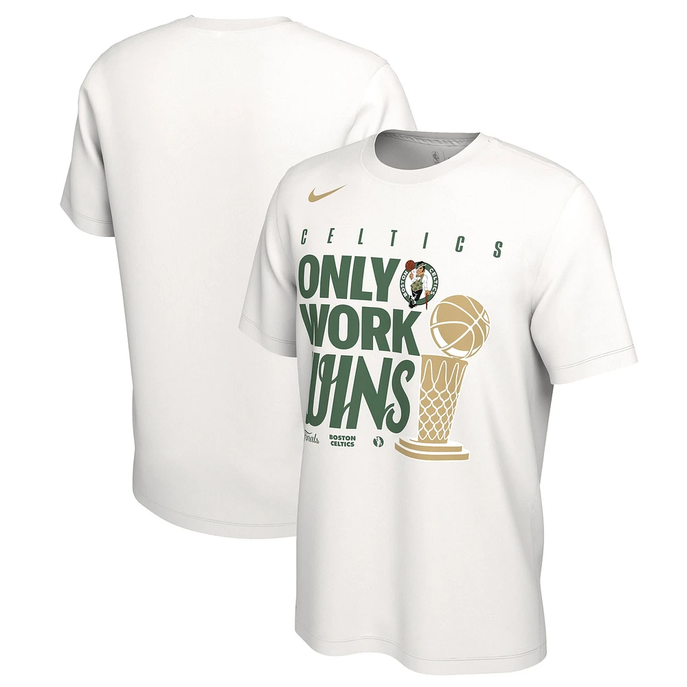 T-shirt Nike blanc Boston Celtics 2024 NBA Finals Champions Celebration Parade pour homme