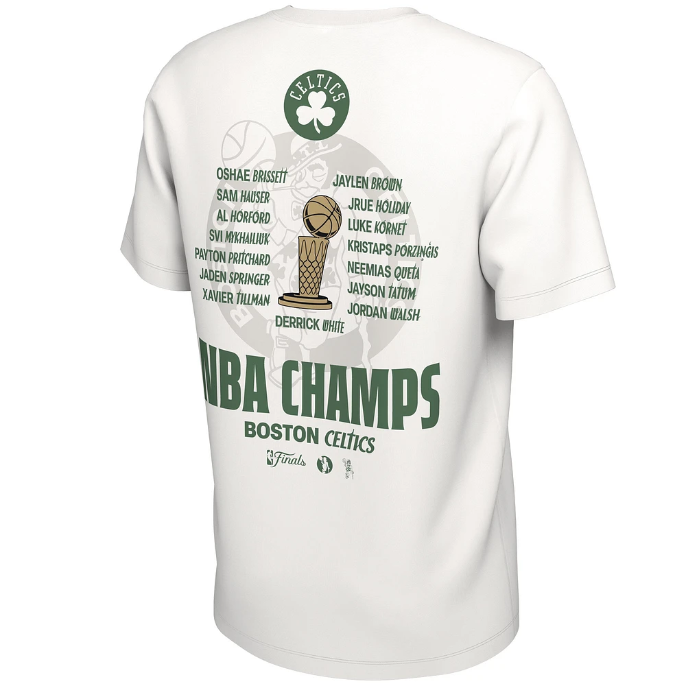 T-shirt Nike blanc Boston Celtics 2024 NBA Finals Champions Celebration Roster pour homme