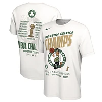 T-shirt Nike blanc Boston Celtics 2024 NBA Finals Champions Celebration Roster pour homme