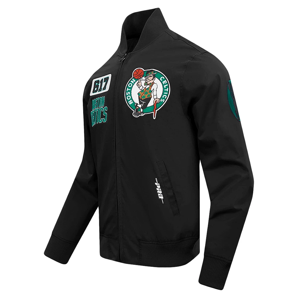 Men's Pro Standard Black Boston Celtics Area Code Twill Full-Zip Jacket