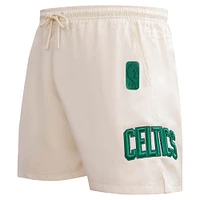 Men's Pro Standard Cream Boston Celtics Triple Tonal Woven Shorts