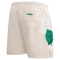 Men's Pro Standard Cream Boston Celtics Triple Tonal Woven Shorts