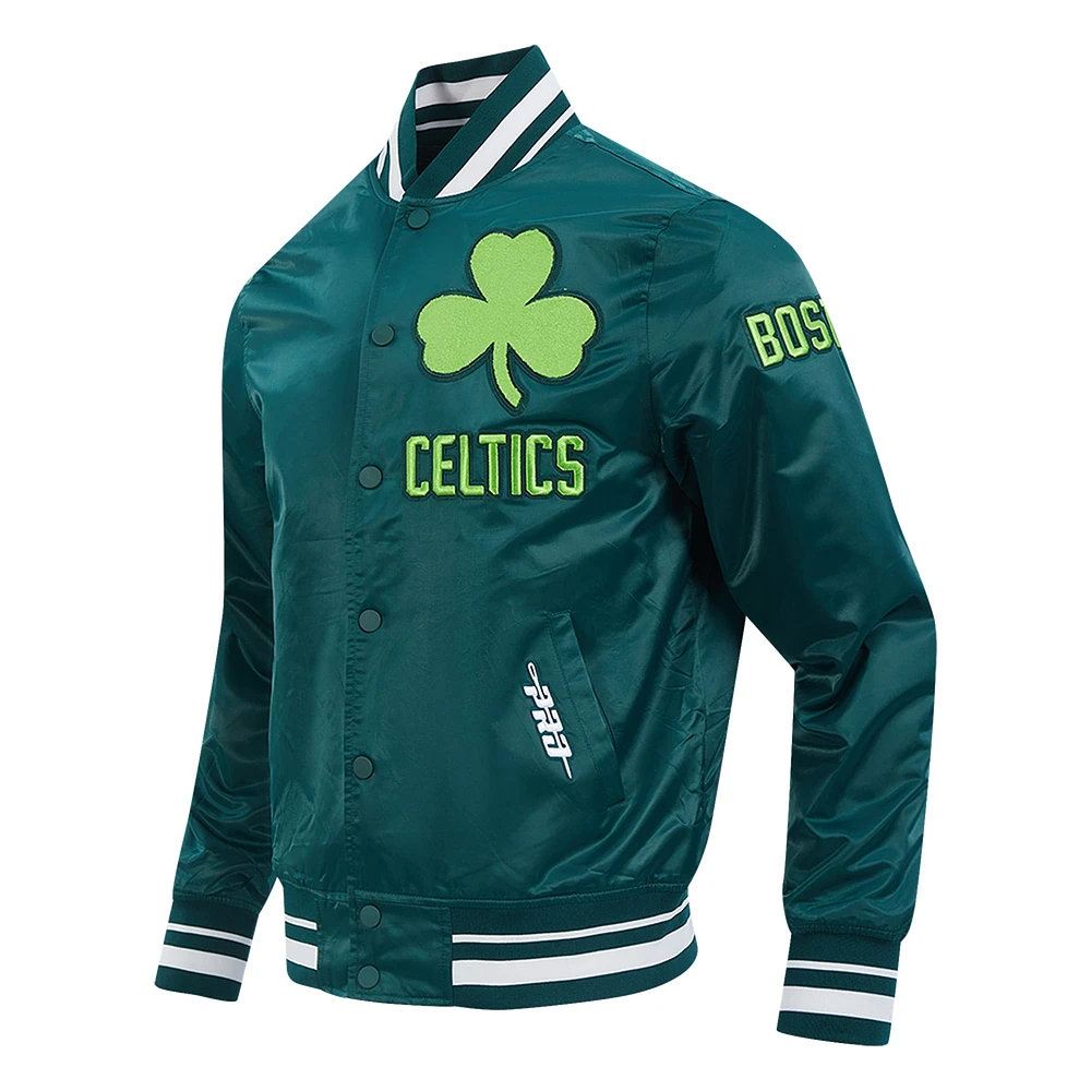 Men's Pro Standard Kelly Green Boston Celtics 2024/25 City Edition Chenille Satin Full-Snap Jacket