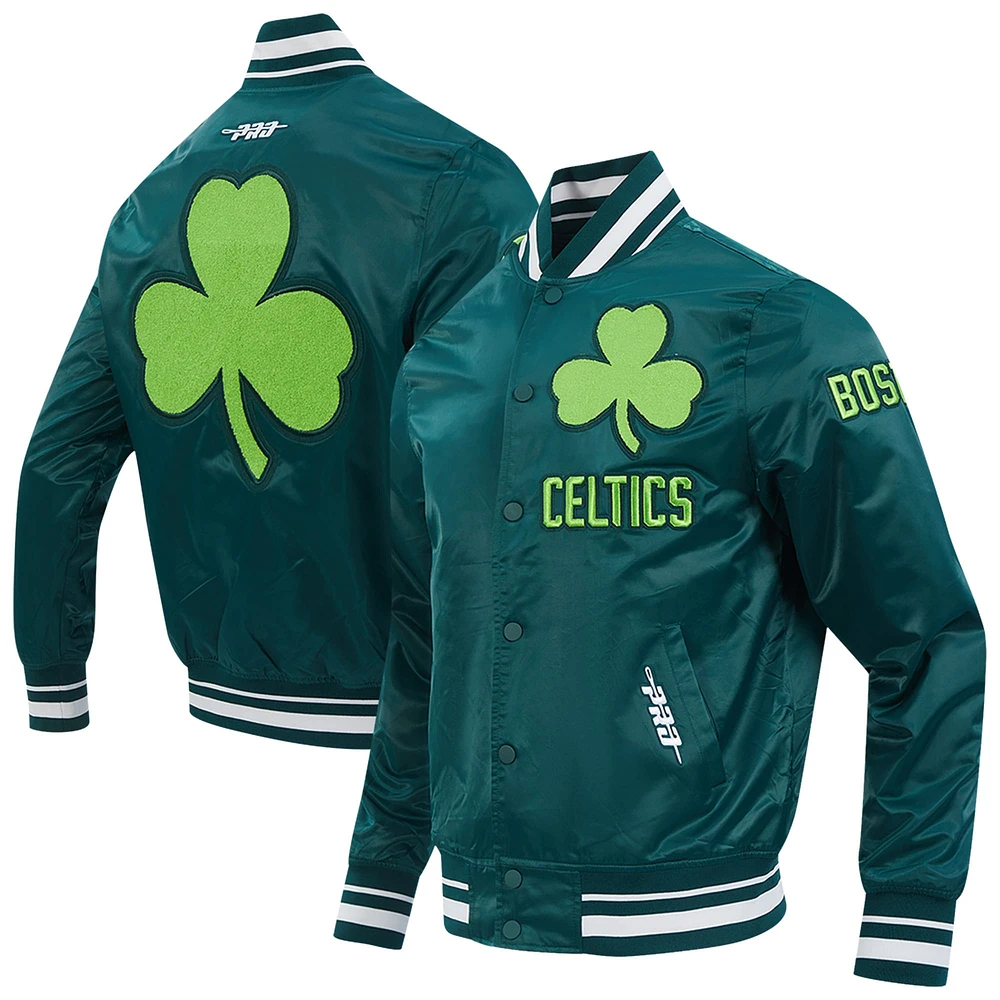 Veste à boutons-pression en satin chenille Boston Celtics City Edition 2024/25 pour homme Pro Standard Green