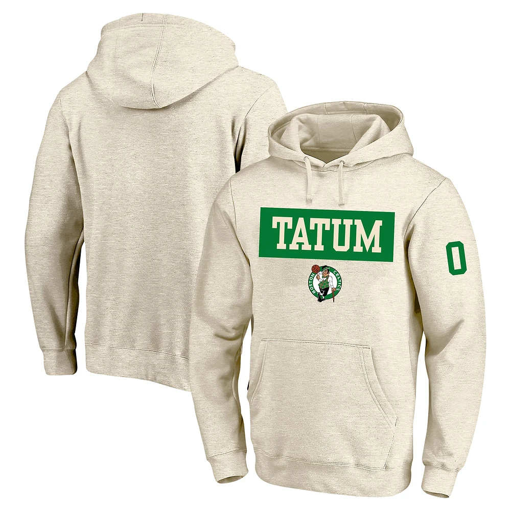 Sweat à capuche double face Tri-Blend pour homme avec profil Jayson Tatum, crème, Boston Celtics, grand et joueur