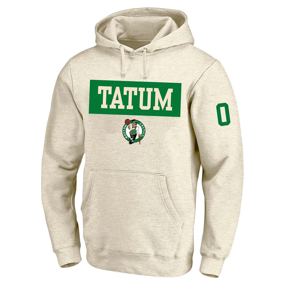 Sweat à capuche double face Tri-Blend pour homme avec profil Jayson Tatum, crème, Boston Celtics, grand et joueur