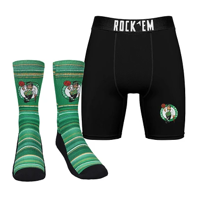 Lot de chaussettes et caleçons boxeurs Boston Celtics pour homme Rock Em Socks