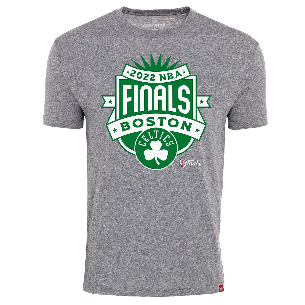 Men's Sportiqe Gray Boston Celtics 2022 NBA Finals Crest Comfy T-Shirt