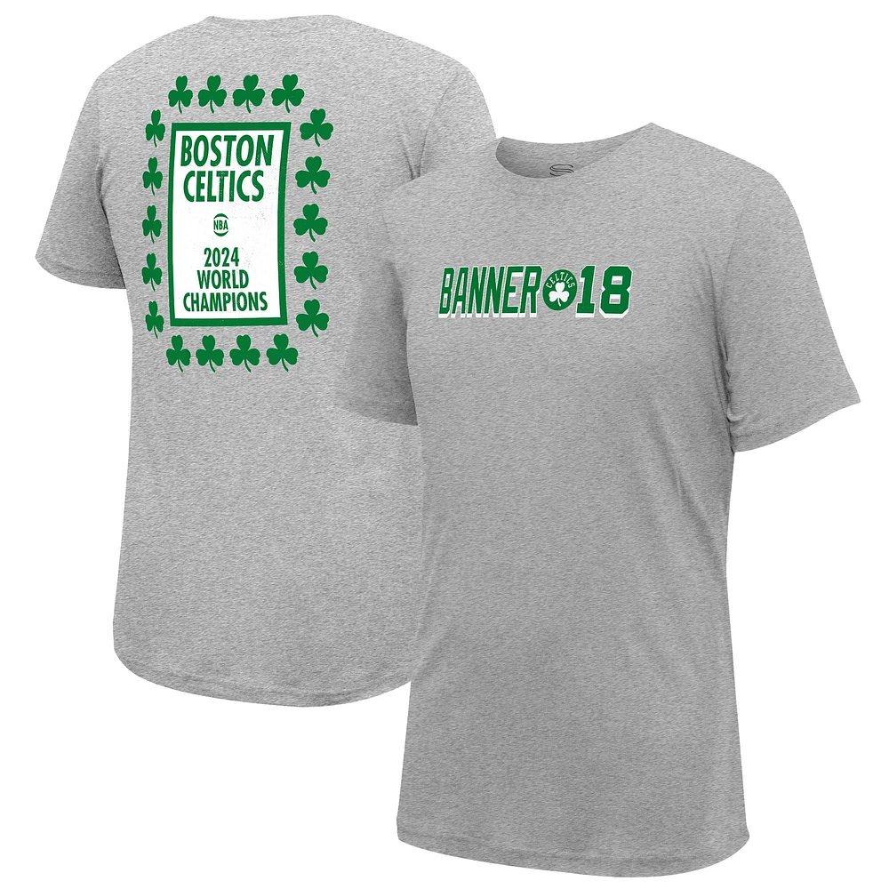 Men's Stadium Essentials Heather Gray Boston Celtics 18-Time NBA Finals Champions Banner 18 Forever T-Shirt