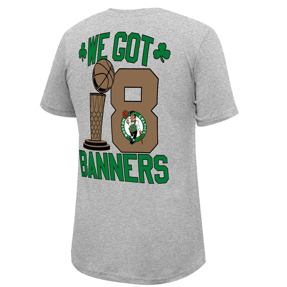 Men's Stadium Essentials Heather Gray Boston Celtics 18-Time NBA Finals Champions We Got 18 Banners T-Shirt