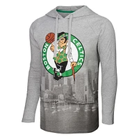 Men's Stadium Essentials Heather Gray Boston Celtics Atrium Raglan Long Sleeve Hoodie T-Shirt