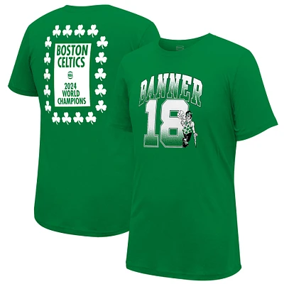 T-shirt Stadium Essentials Kelly Green Boston Celtics pour hommes, 18 fois champions de la finale NBA, bannière Play