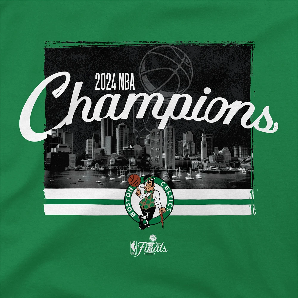 T-shirt Stadium Essentials Kelly Green Boston Celtics 2024 NBA Finals Champions Skyline pour hommes