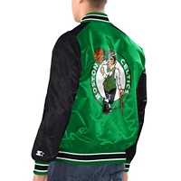 Men's Starter Kelly Green/Black Boston Celtics Renegade Satin Full-Snap Varsity Jacket