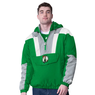 Veste demi-zippée Starter Kelly Green/Gris Boston Celtics Charger pour homme