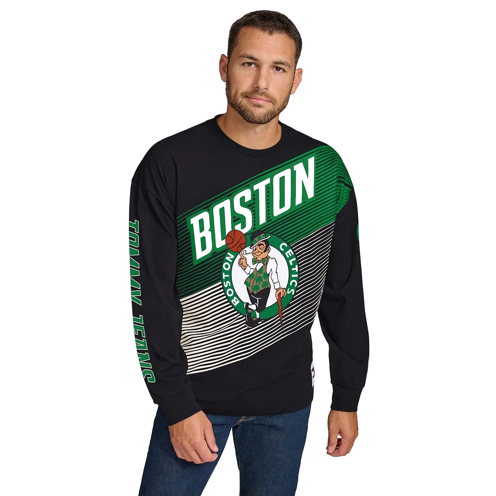 T-shirt à manches longues blanc Tommy Jeans pour homme Boston Celtics Lucas