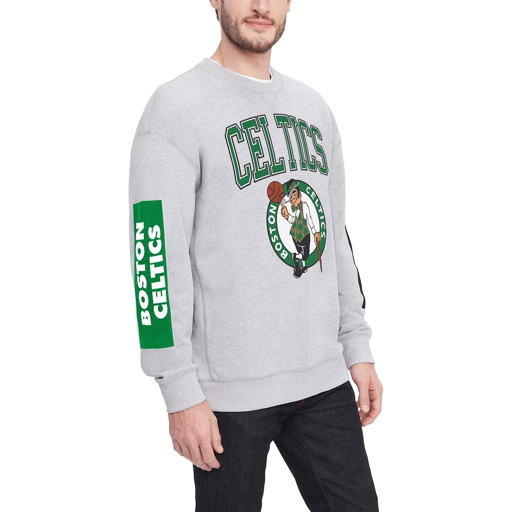 Sweat-shirt à col rond Tommy Jeans gris chiné Boston Celtics Hayes pour hommes