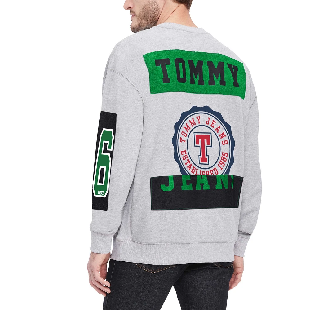 Sweat-shirt à col rond Tommy Jeans gris chiné Boston Celtics Hayes pour hommes