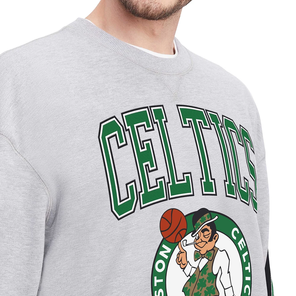 Men's Tommy Jeans Heather Gray Boston Celtics Hayes Crew Neck Pullover Sweatshirt