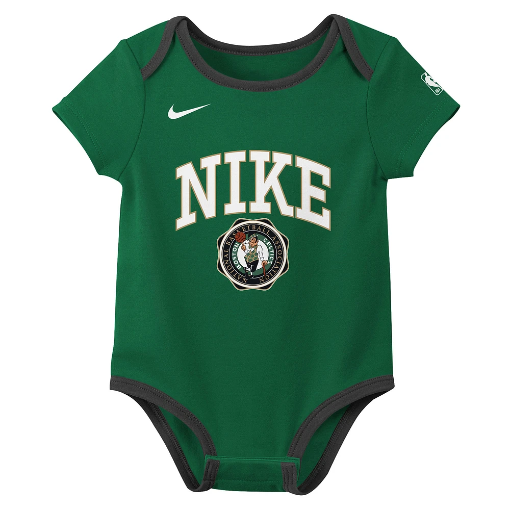 Newborn Nike Kelly Green/Black Boston Celtics Just Do It Two-Pack Bodysuit Set
