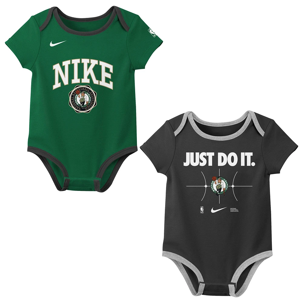 Newborn Nike Kelly Green/Black Boston Celtics Just Do It Two-Pack Bodysuit Set
