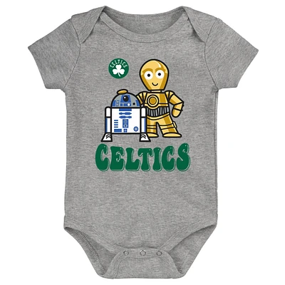 Newborn & Infant Heather Gray Boston Celtics Star Wars R2-D2 C-3PO Best Buds Bodysuit