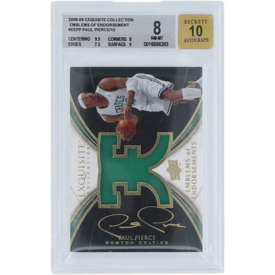 Paul Pierce Boston Celtics Autographed 2008-09 Upper Deck Exquisite Collection Emblems Relic #EE-PP #5/10 BGS Authenticated 8/10 Card - 9.5,8,7.5,9 Subgrades