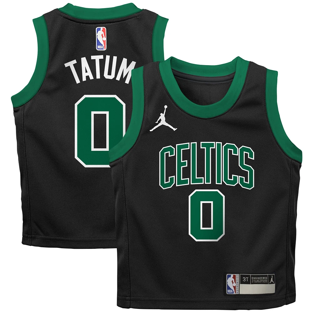 Preschool Jordan Brand Jayson Tatum Black Boston Celtics 2022/23 Replica Jersey - Statement Edition