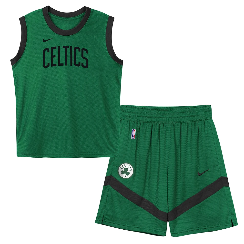 Ensemble débardeur et short en maille vert Kelly pour enfants d'âge préscolaire des Boston Celtics