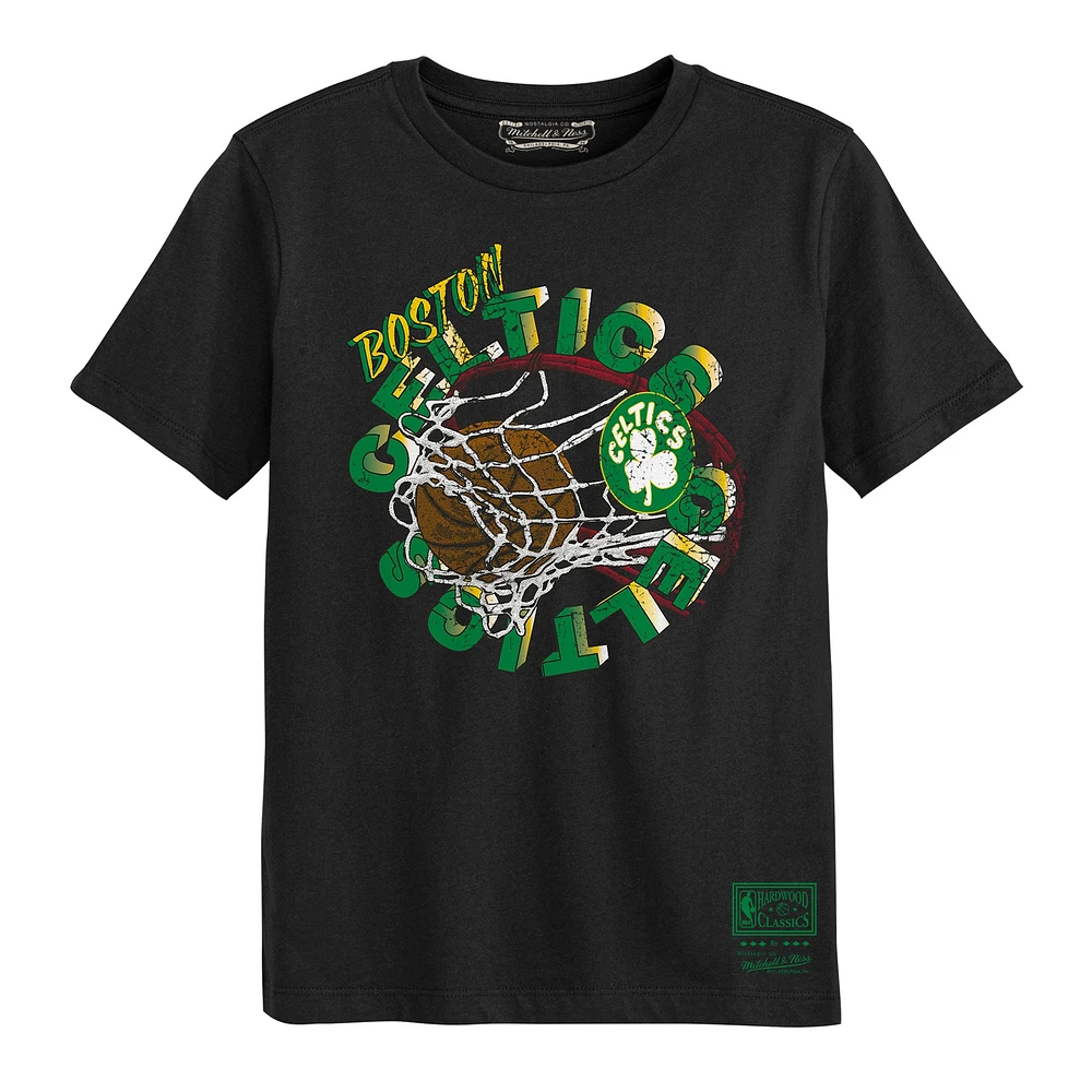 Preschool Mitchell & Ness Black Boston Celtics The Net T-Shirt