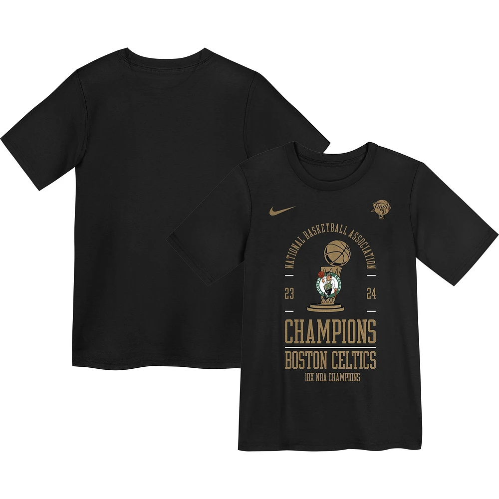 T-shirt Nike pour enfants d'âge préscolaire, noir, Boston Celtics, 18 fois champions de la finale NBA, vestiaire