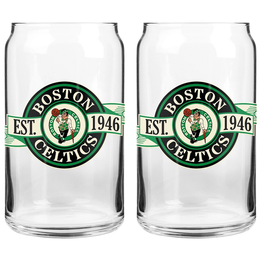 Le Sports Vault Boston Celtics 16 oz. Ensemble de deux verres à canettes