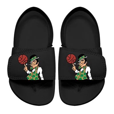 Sandales à glissière mascotte ISlide noires des Boston Celtics pour tout-petits