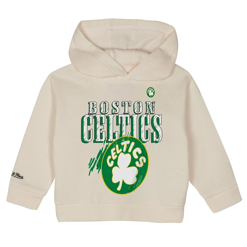 Toddler Mitchell & Ness  Cream Boston Celtics Hang Time Oversized Pullover Hoodie Pants Set