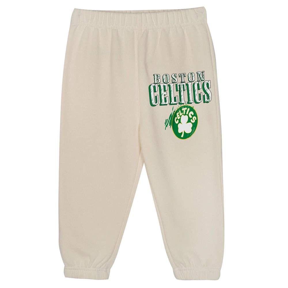 Toddler Mitchell & Ness  Cream Boston Celtics Hang Time Oversized Pullover Hoodie Pants Set