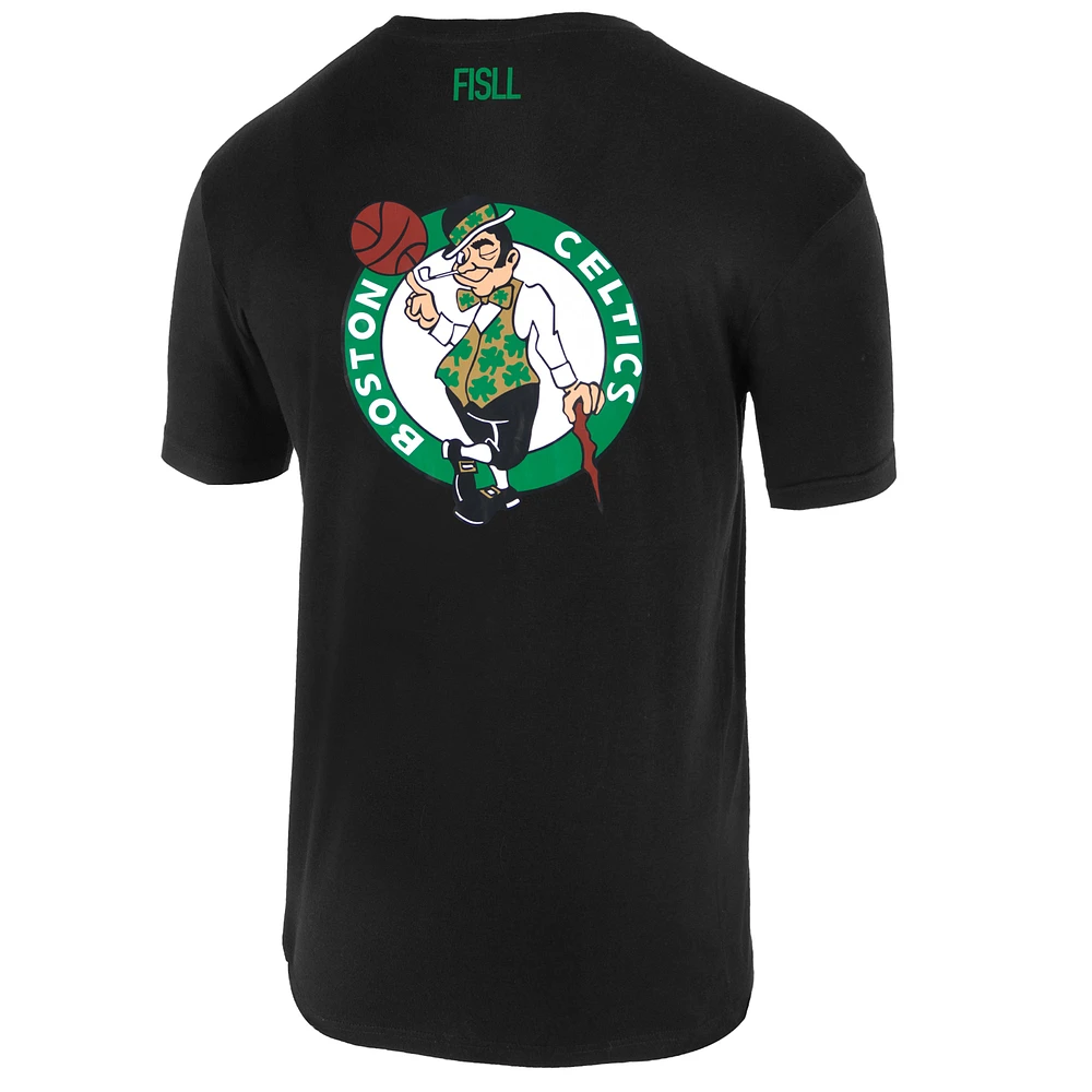Unisex FISLL  Black Boston Celtics Oversize Logo T-Shirt