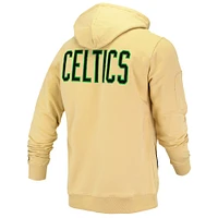 Sweat à capuche unisexe FISLL crème Boston Celtics Logoman Shadow Collection