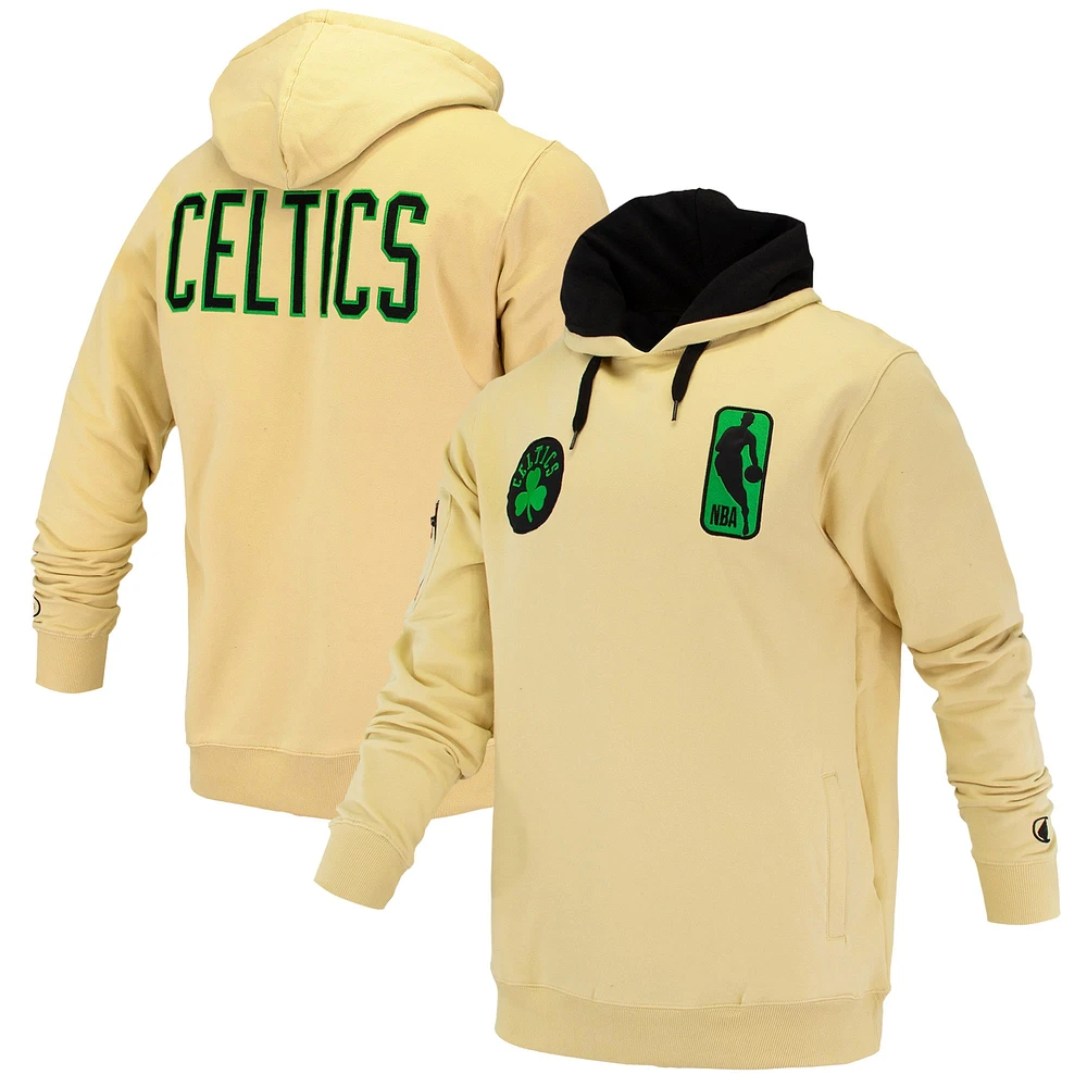 Sweat à capuche unisexe FISLL crème Boston Celtics Logoman Shadow Collection