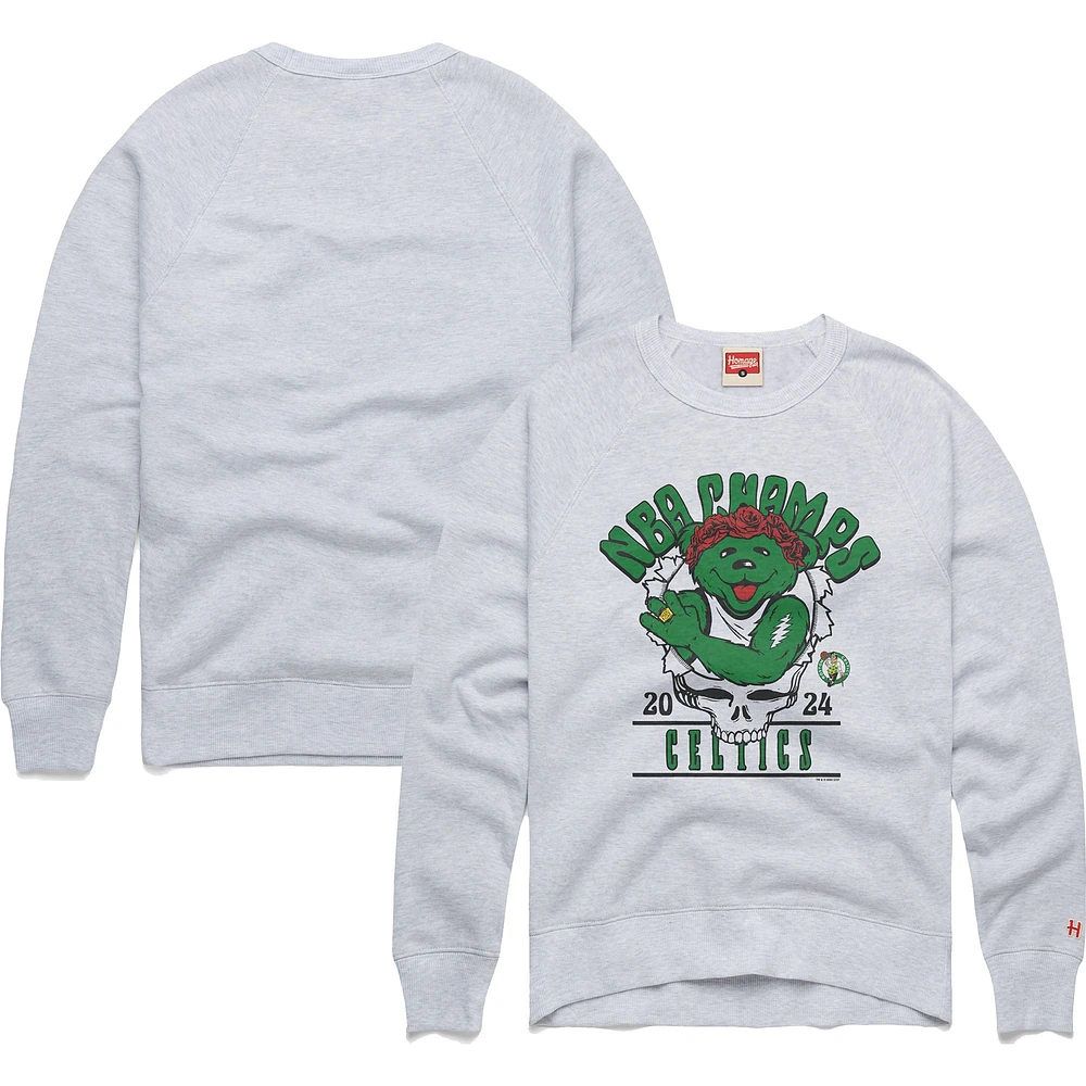 Sweat-shirt unisexe Hommage Ash Boston Celtics 2024 Champions de la finale NBA Grateful Dead Tri-Blend