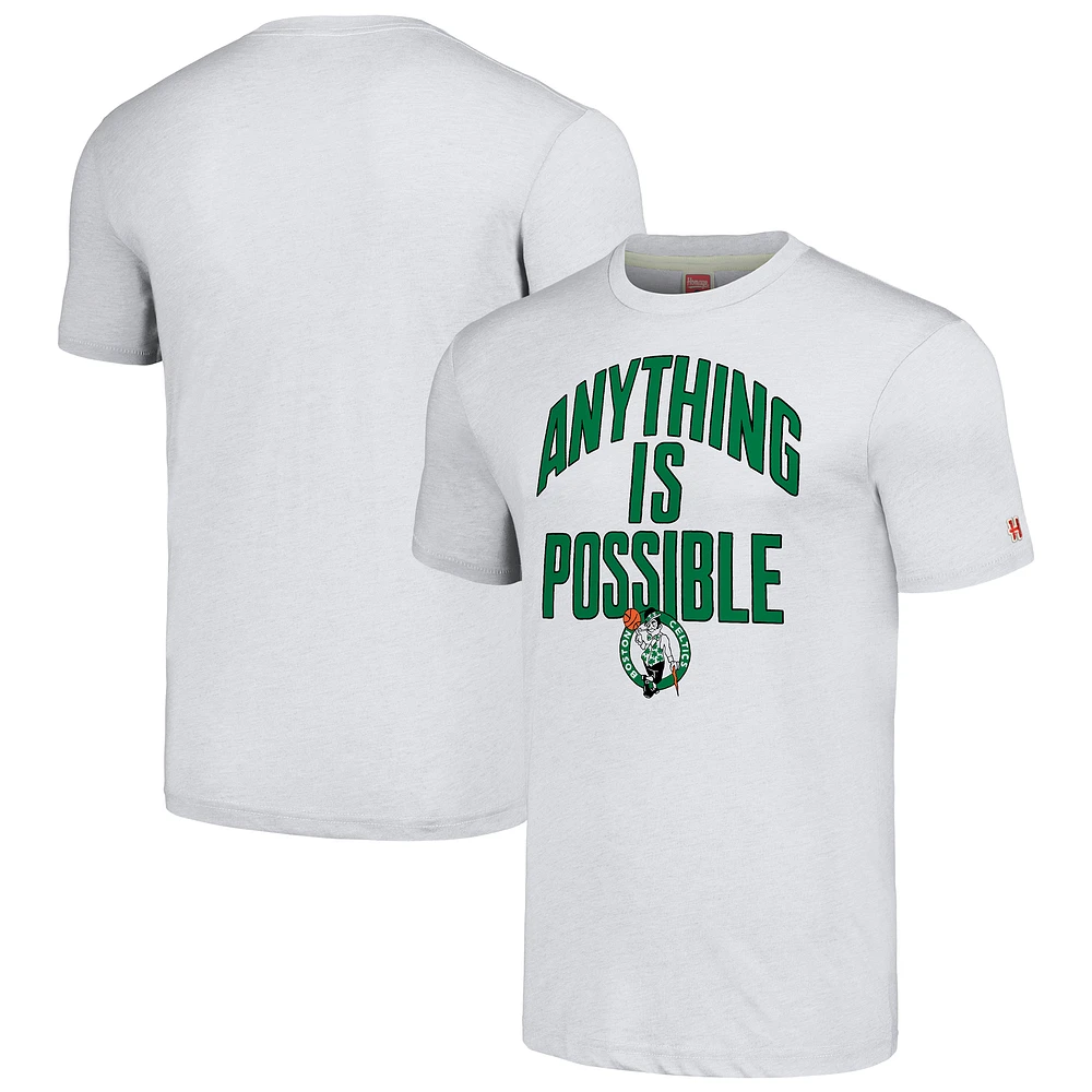 Hommage unisexe Ash Boston Celtics Tout est possible T-shirt à trois mélanges