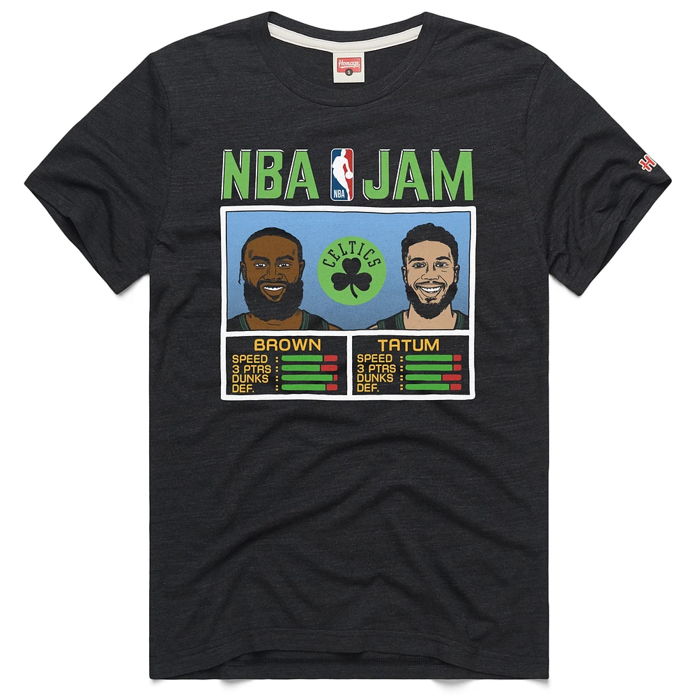 Unisex Homage Jaylen Brown & Jayson Tatum Charcoal Boston Celtics 2024/25 City Edition NBA Jam Tri-Blend T-Shirt