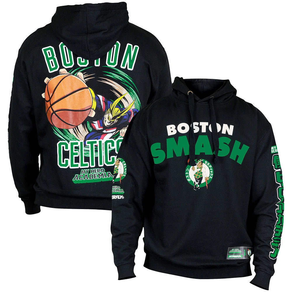 Unisex Hyperfly  Black Boston Celtics NBA x My Hero Academia All Might Smash Pullover Hoodie